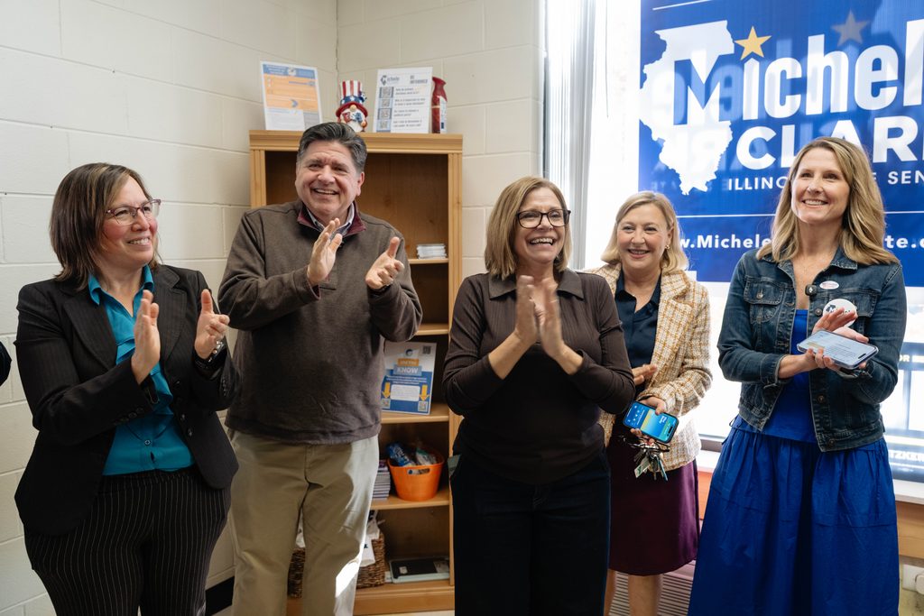 Gov. Pritzker joined State Representative Suzanne Ness and Michele Clark, candidate for Illinois State Senate, at a canvass launch in East Dundee.